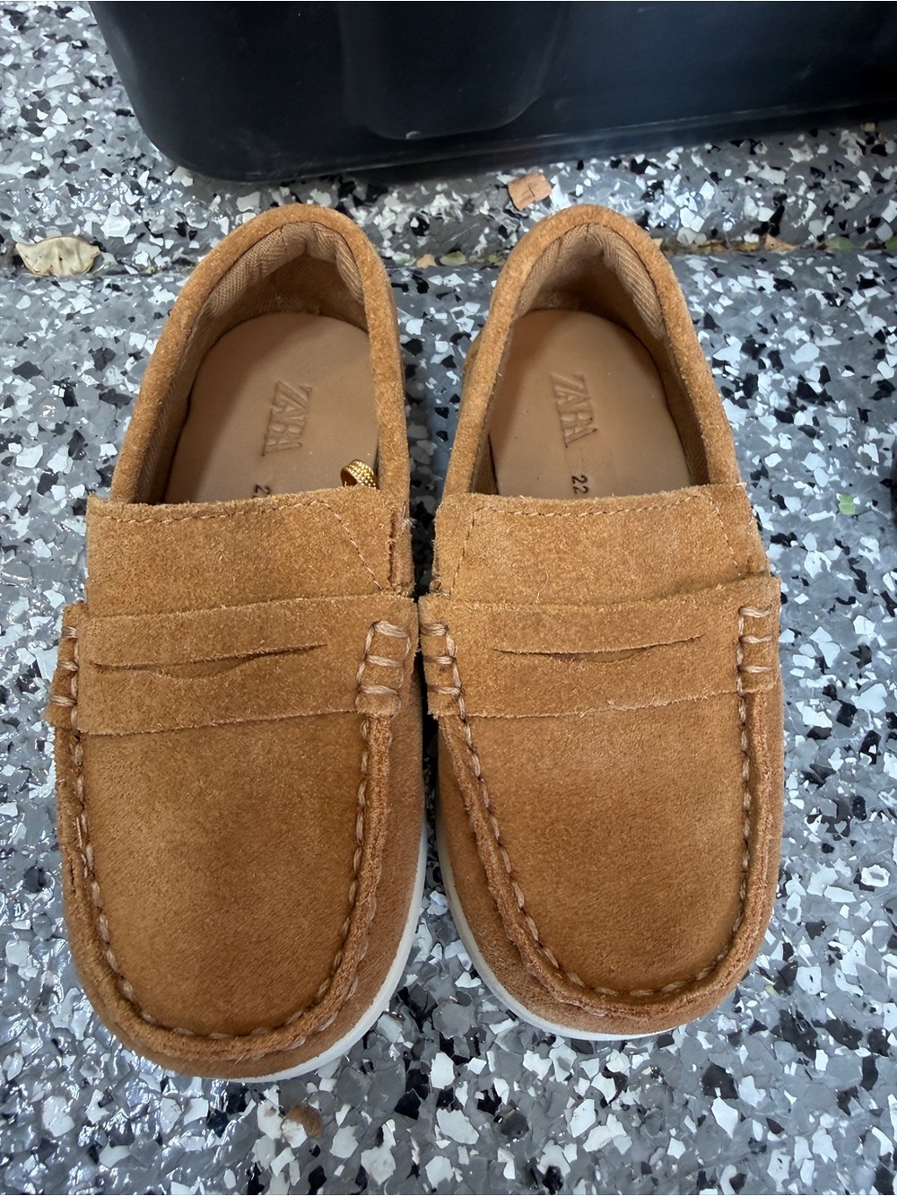 Zara Kids Tan Suede Penny Loafers